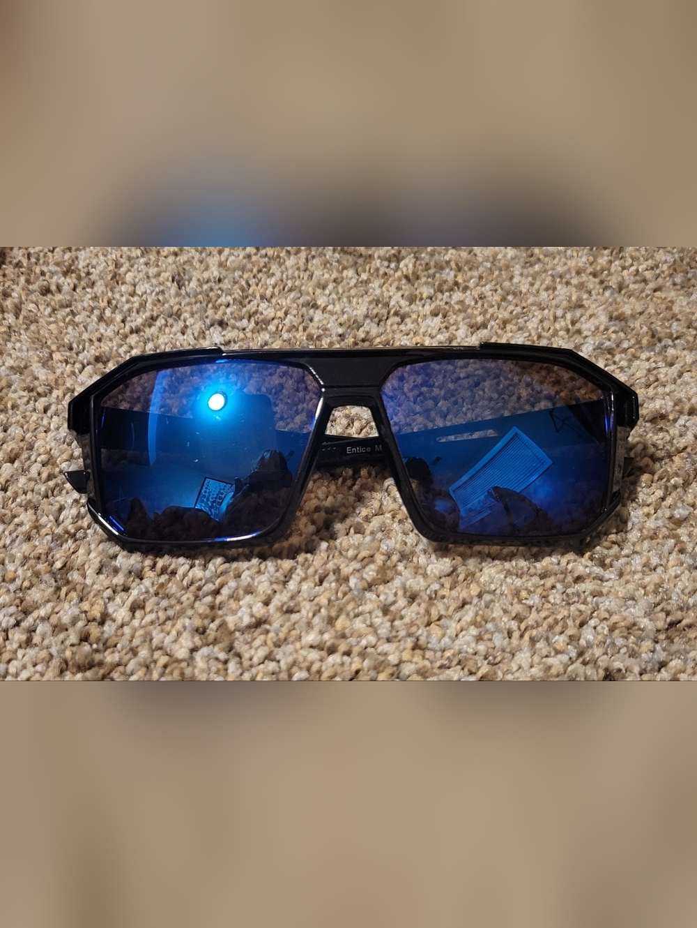 Tilly's Black Frame Sunglasses with Blue Mirrored Lenses
